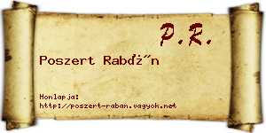Poszert Rabán névjegykártya